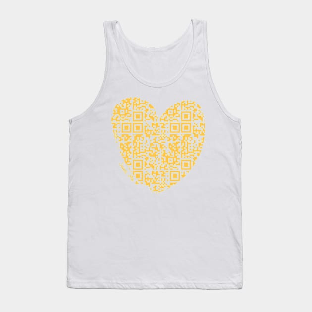 Yellow Rick Astley Rickroll QR Code Heart Art Tank Top by VictoriaLehnard